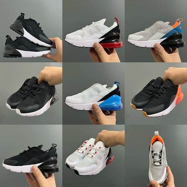designer 270 Kids Shoes 27C React Bauhaus TD Boy Girls Athletic Outdoor Black White Hyper Bright Violet Toddler Children Sneakers size EUR 25-35 P1KvW260210