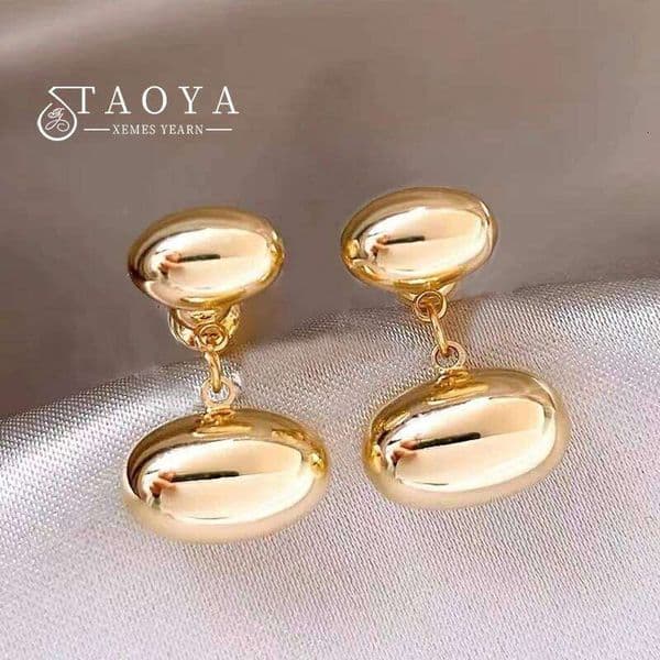 2025 Design Sense Multi Wearing Method Metal Beans Dangle Gold Color Earrings Temperament Accessories For Women's Party Jewelry