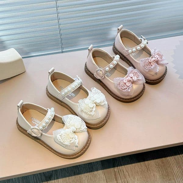 girls leather dance shoes princess fashion shoes girls princess shoes new spring and autumn bow childrens softsoled single shoes size 2230
