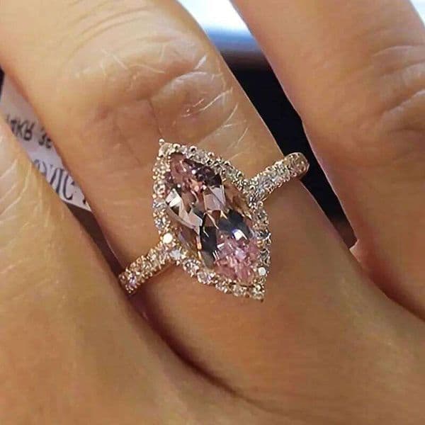 Huitan Champagne Cubic Zirconia Women for Wedding Luxury Trendy Marquise Shaped CZ Rings Temperament Elegant Lady Jewelry