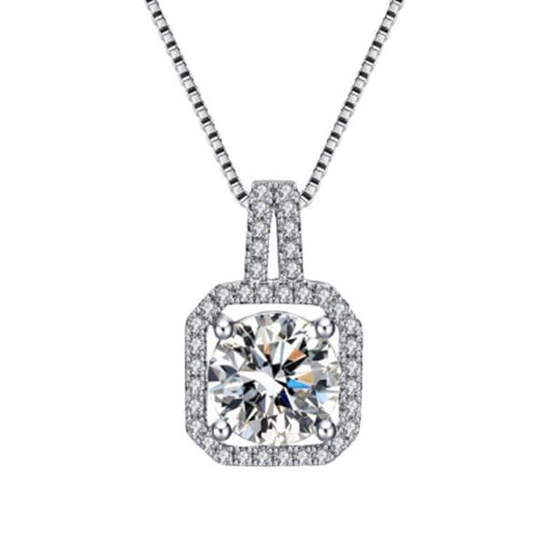 Light luxury silver-plated necklace, high-carbon stone square diamond water drop pear-shaped pendant dating multi-scene adaptation women's collarbone chain