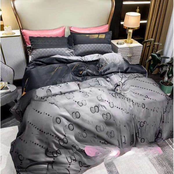 New Foreign Trade Trendy Brand Digital Print Large Quilt Cover Amazon Ice Silk Cool Bed Sheet High-End Light Luxury Pillowcase B2