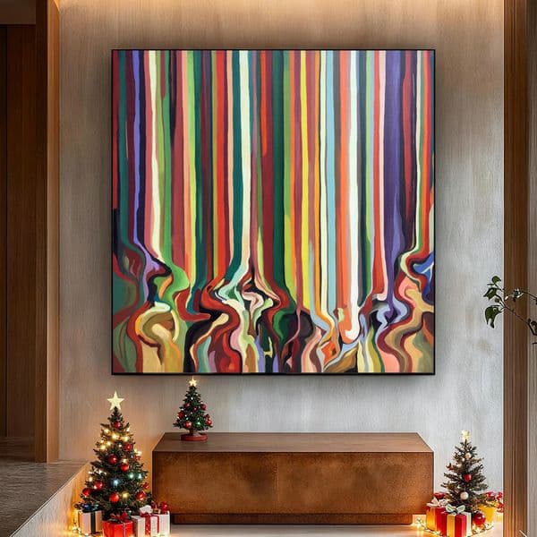 Handpainted Colorful Red Yellow Blue Abstract Oil Painting Wall Art Home Decor On Canvas Reproduction Modern Living Room Decoration Picture (No Framed)
