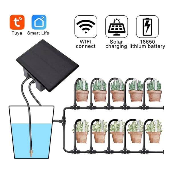 Tuya WiFi Solar Water Pump Timer Automatic Drip Irrigation Kit Watering Timer Mobile Phone Remote Control Irrigation System 251223BJ