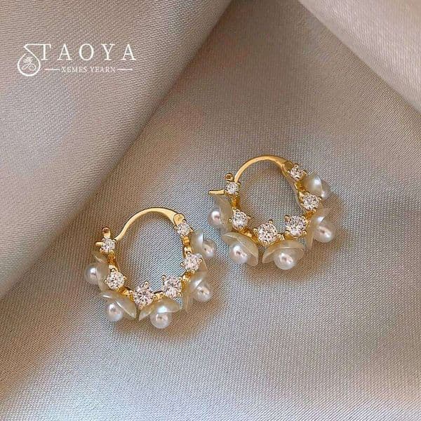 Luxury Design French Elegant Pearl Flower shaped Pendant Earrings 2024 New Jewelry sets Sweet Accessories for Women and Girls