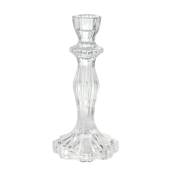 8' Decorative Clear Glass Taper Candle Holder, Large