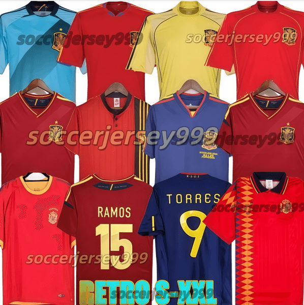 Camiseta de futbol Spain Retro soccer jerseys Espana HOME AWAY1992 1996 2002 2008 2010 2012 2014 football shirt vintage DAVID VILLA HIERRO TORRES FABREGAS 94 08 10 12