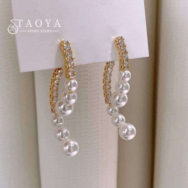 French Luxury Design Zircon Pearl Pendant Earrings 2024 Hot selling Jewelry Girls Party Fashion Ears Accessories For Womens