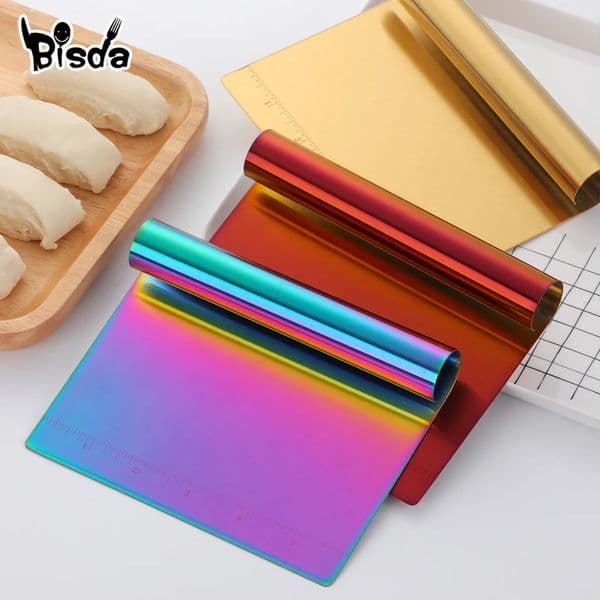 1/2pcs Stainless Steel Dough Cutter Gold Bread Scrapers Pastry Spatulas Pizza Scraper Cake Cutting Kitchen Utensils 251223BJ
