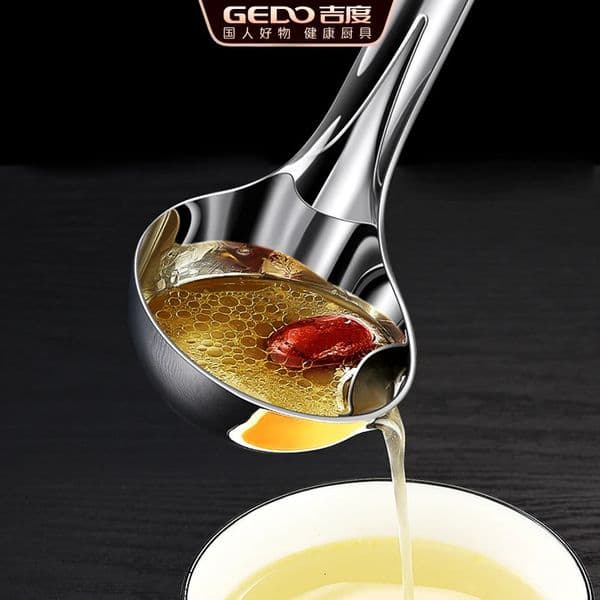 999 Anti-bacterial Pure 316L Stainless Steel Oil Separating Spoon LFGB Certification Soup Ladle Family Banquet Tableware 251223