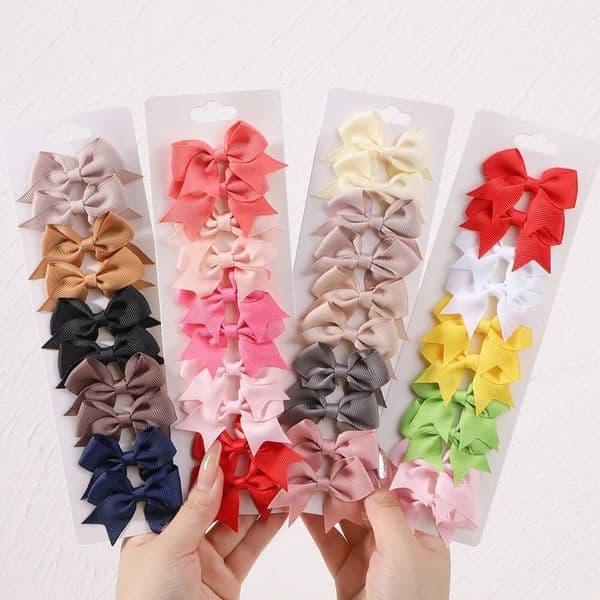 10Pcs/lot Kids Solid Color Ribbon Bows Clips for Baby Girls Handmade Bowknot Hairpin MiNi Barrettes Hair Accessories ddmythur