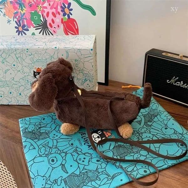 jellyscat Same Style Jelly Dachshund Plush Toy Doll Cute Crossbody Gift Clearance Sale