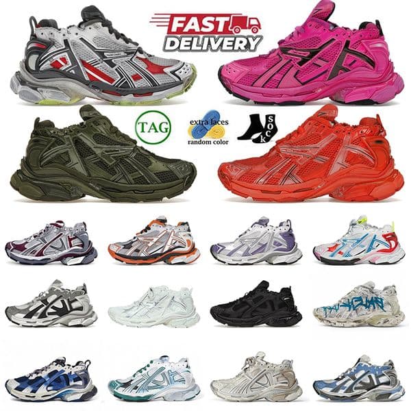 Designer Runner 3xl Sneakers led Track Runners 7.0 7.5 3.0 Paris All Black White Pink Grey Gomma Leather Nylon Printed Platform men women trainers Tennis Shoes