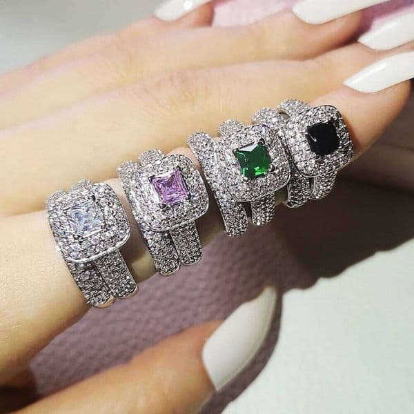 2024 new Trendy Luxury Wedding Ring Set Band For Bridal Girls And Women Ladys Love Couple Pair Jewelry R3400