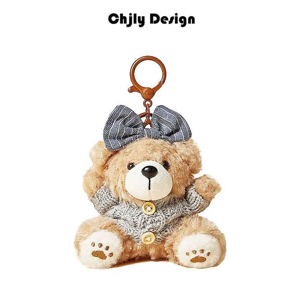 Free Shipping 2026 New Creative Bear Bag Pendant Plush Toy Doll Cute Keychain Birthday Gift Blue Khaki Pink