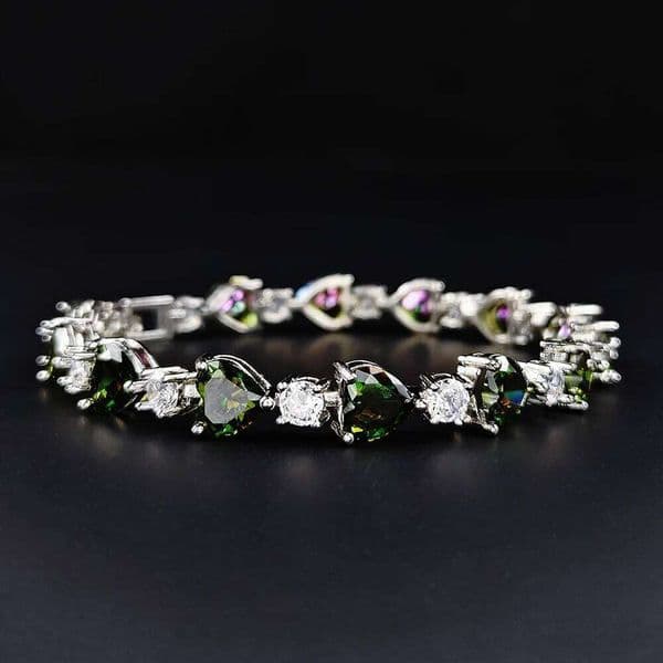 2024 New Trendy Heart Colorful Bracelet Bangle for Women Anniversary Jewelry Wholesale Black Friday Gift S6791