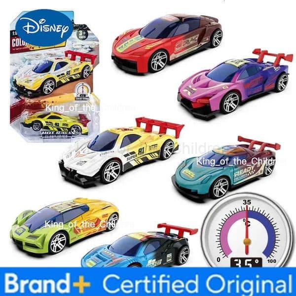 Disney 164 Temperature Sensitive Color Changing Magic Car Inertia Pull Back Alloy Racing Cars Crash-Resistant Toys Boy Birthday Gift H251229