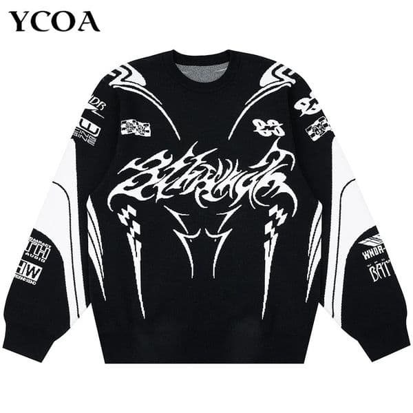 Men Winter Sweater Coat Knitwear Oversized Goth Long Sleeve Tops Korean Fashion Streetwear Y2k Harajuku Pullover Jumper Clothing 251226