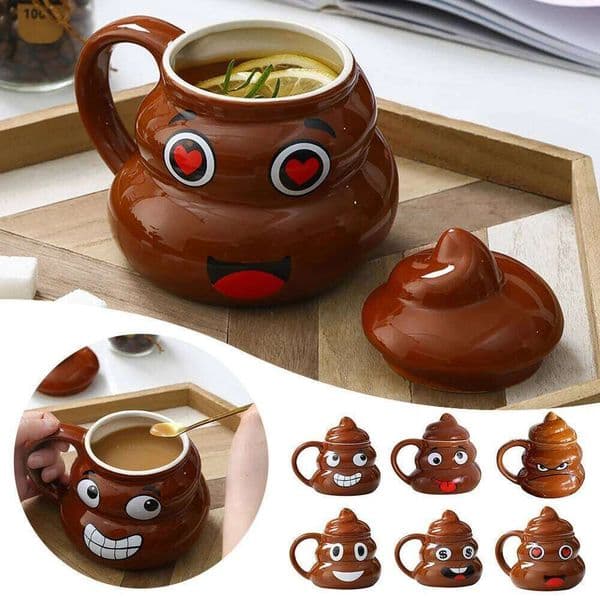 Poop Ceramic Cup,480ml Creative Coffee Cups with Spoon Home Offices,Naughty Prank Drinkware Mug for Birthday Christmas Gift 25M1229