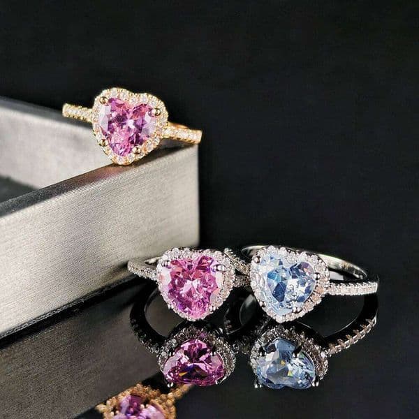 2024 Heart Shape Pink Silver Color Cute Fashion Promise Ring for Women Girl Party Gift Finger Free Shipping Items Korean R1707