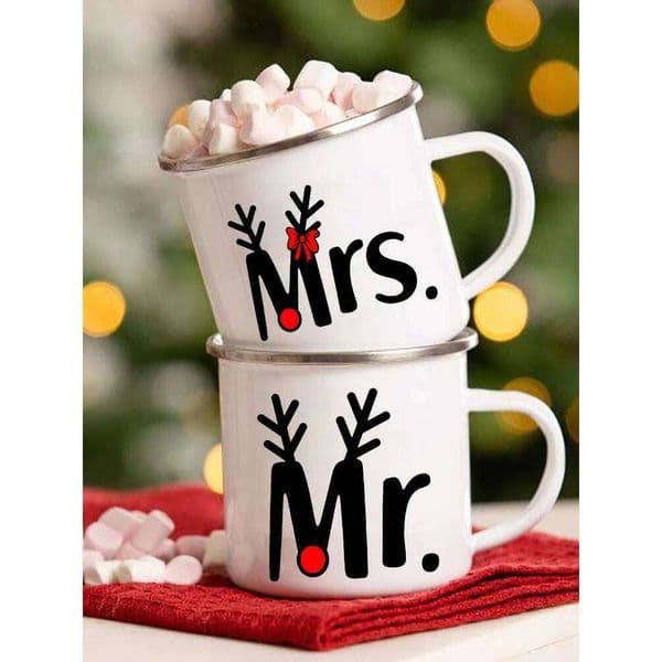 Mr Mrs Enamel Coffee Mugs Wedding Party Beer Drink Water Cups Creative Breakfast Dessert Milk Cup Bride and Groom Gift Mug 25H1229