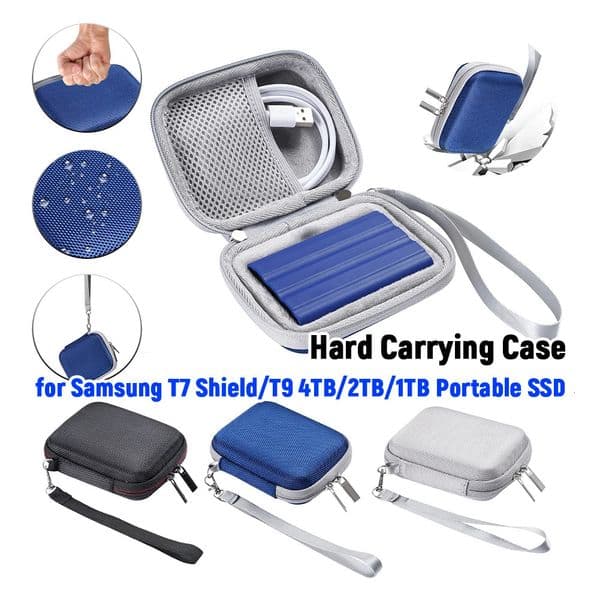 EVA Hard Drive Case Shockproof Protective Travel Case with Mesh BagHand Strap for Samsung T7 Shield/T9 4TB/2TB/1TB Portable SSD 251224