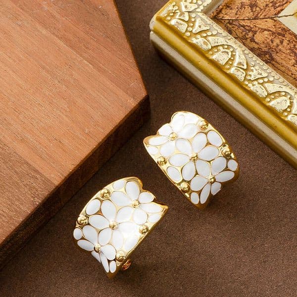 Oil Drop Floral C-Shaped Earrings Women's Designer Earrings French Fashion Jewelry