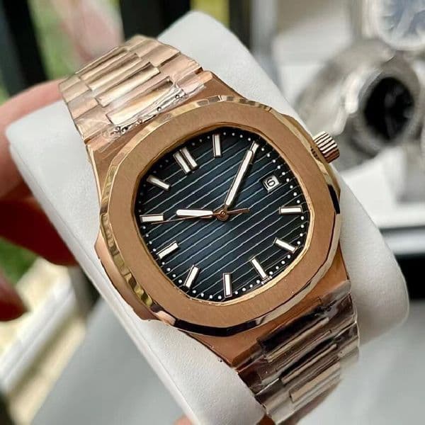 Men's watch with automatic mechanical black relief dial, equipped with luminous back, all steel 40mm sports rubber strap watch, men's luxury fashion business watch