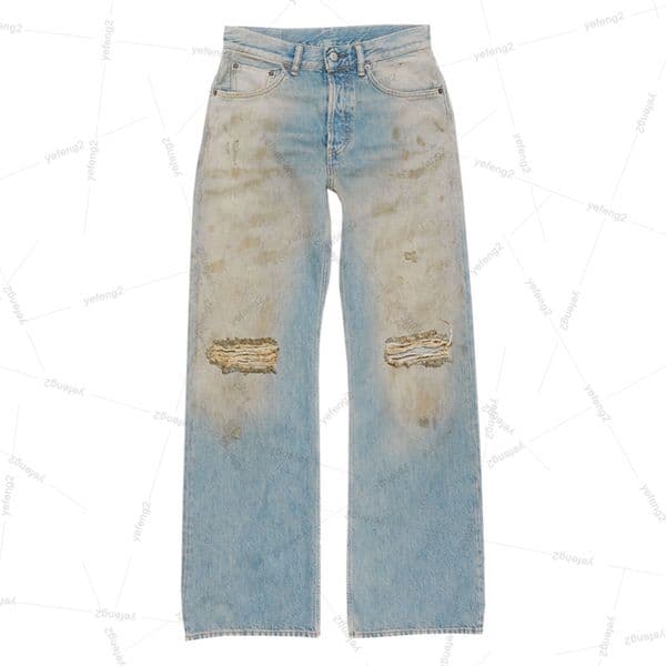 Designer jeans women AC ripped jeans high washed and worn pants for men and women loose and versatile luxury wide leg jeans