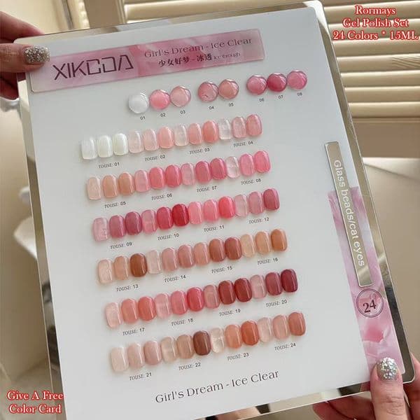 Rormays Ice Penetrating Powder gel Polishing 24PCS Mixed Semi permanent Varnish Jelly Pink UV LED Jade Nail gel Bare Color 15ML Wholesale Factory
