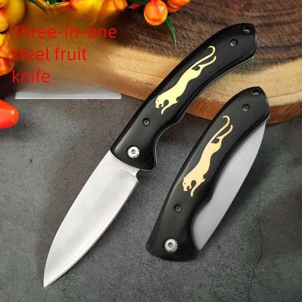 Cross-Border Hot-Selling Ebony Handle Folding Household Kitchen Outdoor Self-Defense Mini Fruit Knife High-Quality