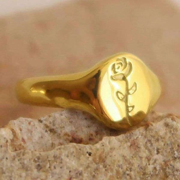 Huitan Modern Fashion Female Gold Color Romantic Caved Rose Flower Design Metal Rings Daily Wear Statement Jewelry