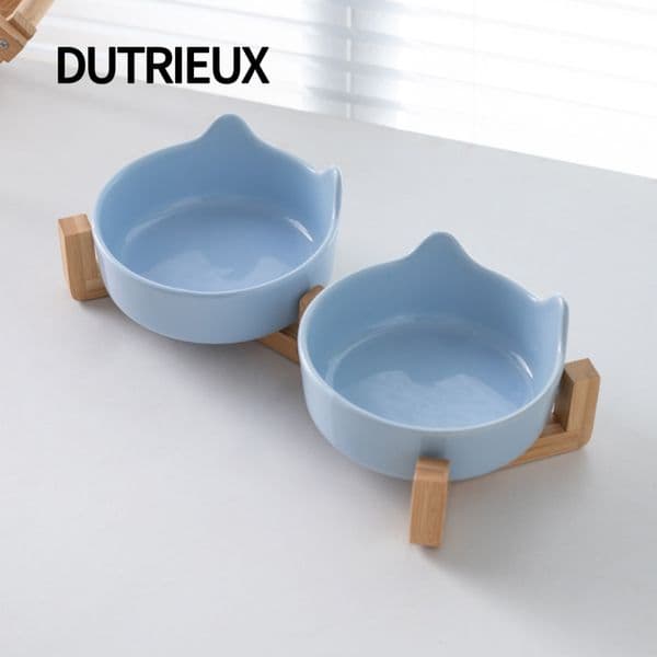 H2029 Pet ceramic non-slip food bowl/water bowl (2-in-1, prevents tipping)