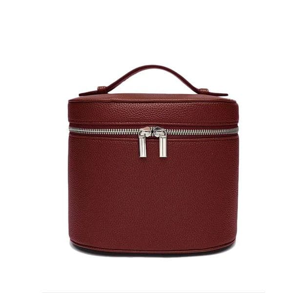 Portable Travel Storage Bag - Removable Cosmetic Bag with Separate Washing Compartment Pebble Leather
