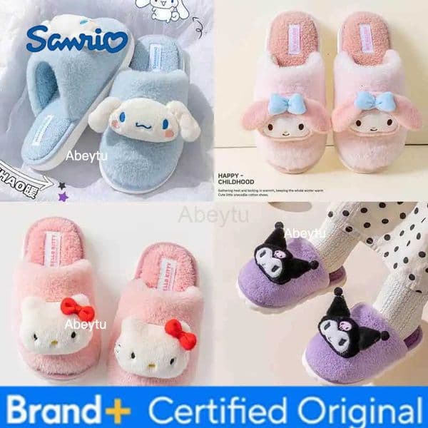 Sanrio Hellokitty Melody Kuromi Cinnamoroll Cartoon Autumn Winter Thick Anti Slip Slippers Comfortable Home Indoor Shoes Practical Gift H251230