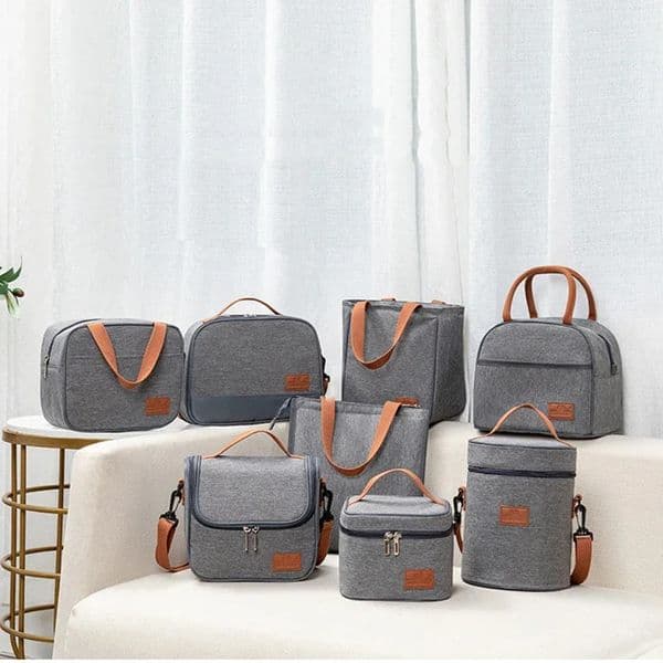 Portable Gray Tote Insulation Aluminum Foil Thickened Lunch Bag for Office Work School Oxford Cloth Picnic Cooler Bags Handheld 251215