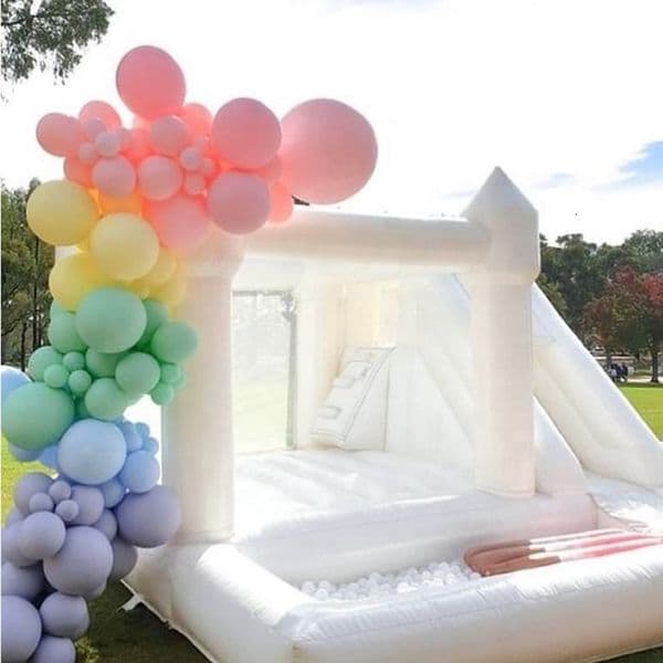 Outdoor Rental Inflatable White Bounce House Bouncer castles Wedding Bouncy jumping Castle jumper With Slide ball pit For Kids with blower