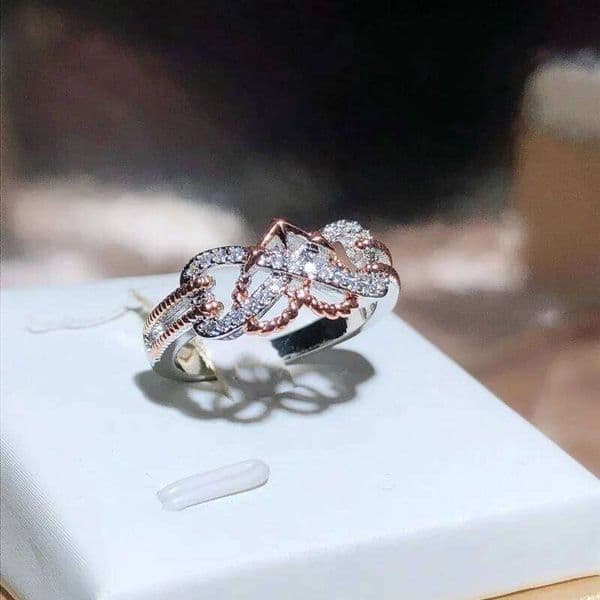 CC Rose Gold Plated Rings For Women Girl Romantic Love Heart Design Fine Jewelry Fashion Accessories CC3315