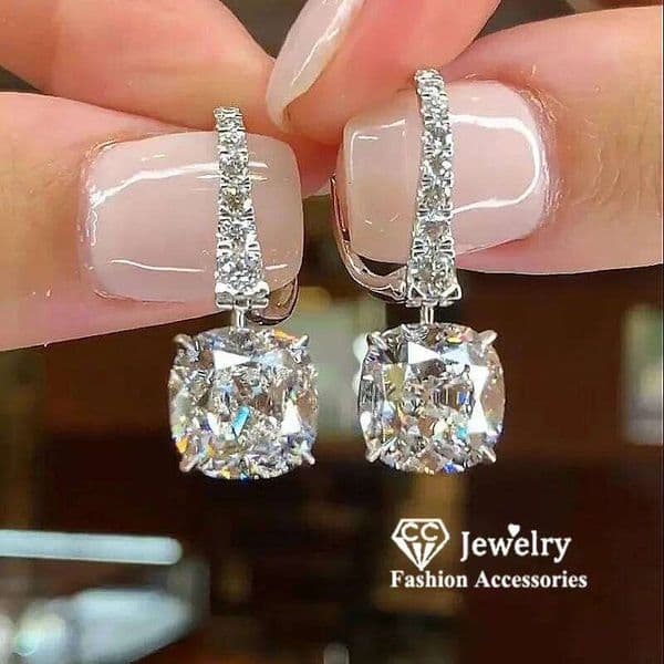 CC Sparking White Zirconia Drop Earrings for Women Fashion Jewelry Dangle Stud Earring Ear Accessories Party Gift CCE068