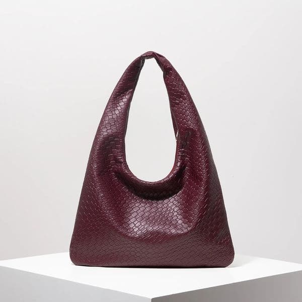 Vintage Faux Woven Leather Shoulder Bag Womens Handbag Large Capacity Tote Bag Crescent Bag Zipper Underarm Bag Daily Bag Random Pattern 251230