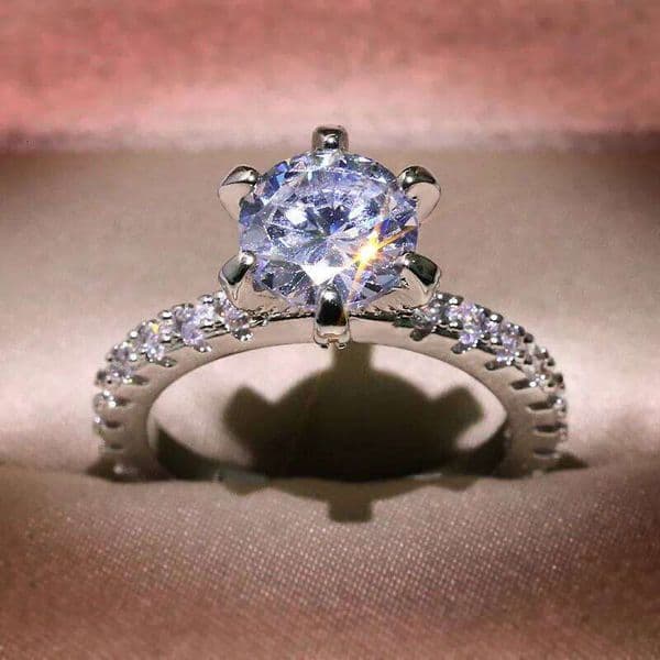 CC Rings For Women Silver Color 1ct Cubic Zirconia Flower White Engagement Wedding Jewelry Drop Shipping CC3121