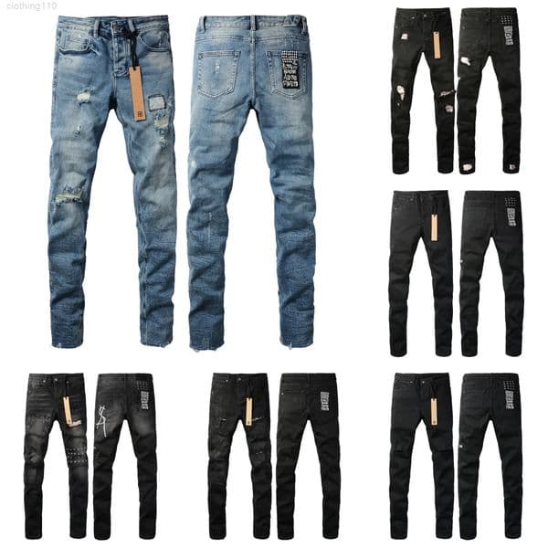 ksubi jeans Mens black pink purple jnco jeans Legs Open Fork Tight Capris Denim Trousers Add Fleece Thicken Warm Slimming y2k jeans Embroidery Printing KSUBI jeans