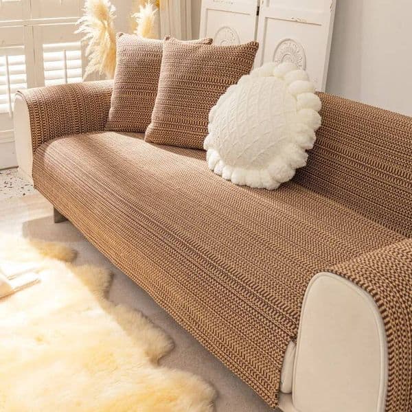 Bestseller Coffee Color Cushion Four Seasons Cotton Solid Wood Chinese Style Mahogany Non-slip Linen Sofa Towel Cover ddmytues