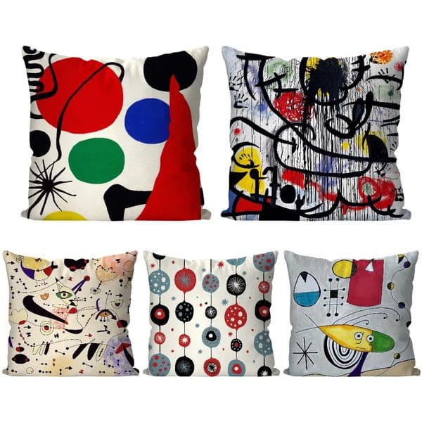 1pc Joan Miros Art Painting Pillow Case Square Bedroom Sofa Leisure Comfort Cushion Car Living Room Home Decoration 40X40 251229
