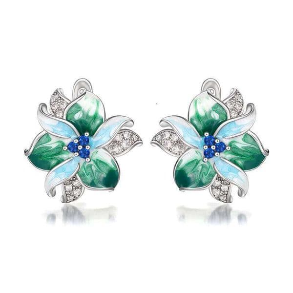 Huitan Bohemia Style Enamel Flower Hoop Earrings for Women Exquisite Ear Piercing Accessories Daily Wear Party New Trend Jewelry