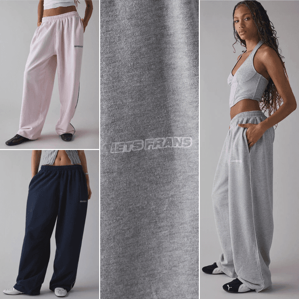Women's Pants Iets Frans Embroidery Women Men Wide Leg Sweatpants High Waisted Baggy Flared Revive Cargo Jogger Daily Wear Loose S-XL