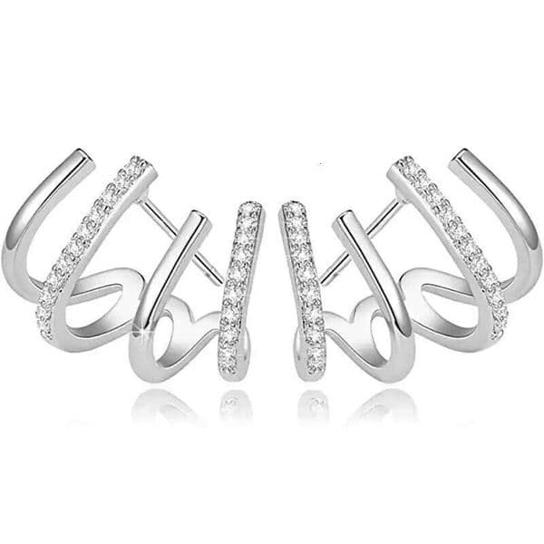 Huitan Dazzling Women's Ear Claw Earrings with Shiny Cubic Zirconia Simple Stylish Daily Wear Accessories Gift Statement Jewelry