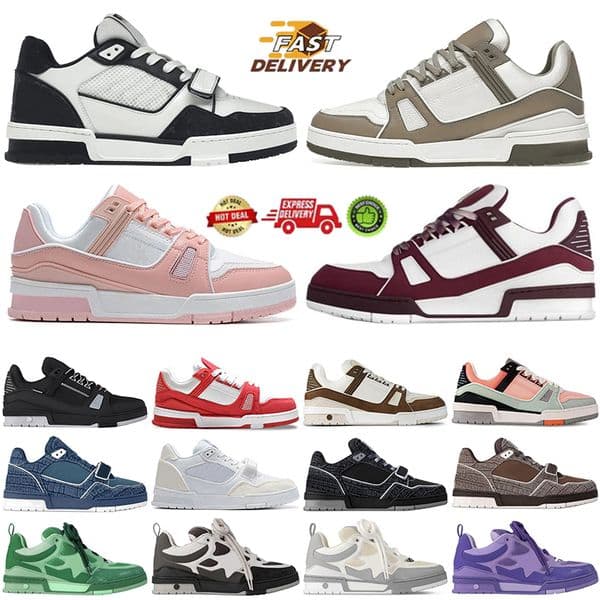 Luxury Low trainer mens womens designer skate shoesleather casual shoes chaussure black blue green yellow pink platform trainers shoes fashion sneakers size 36-45