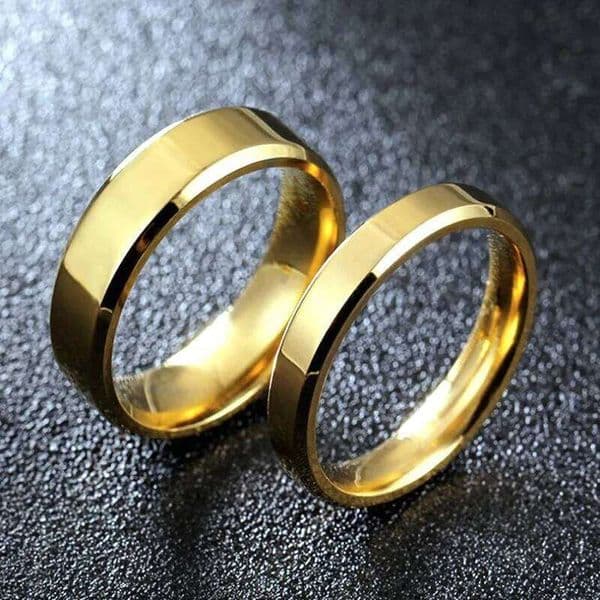 Stainless Steel Couple Rings Gold colour Simple Women Men Lovers Wedding Jewelry Halloween and Christmas Gifts XJ251231