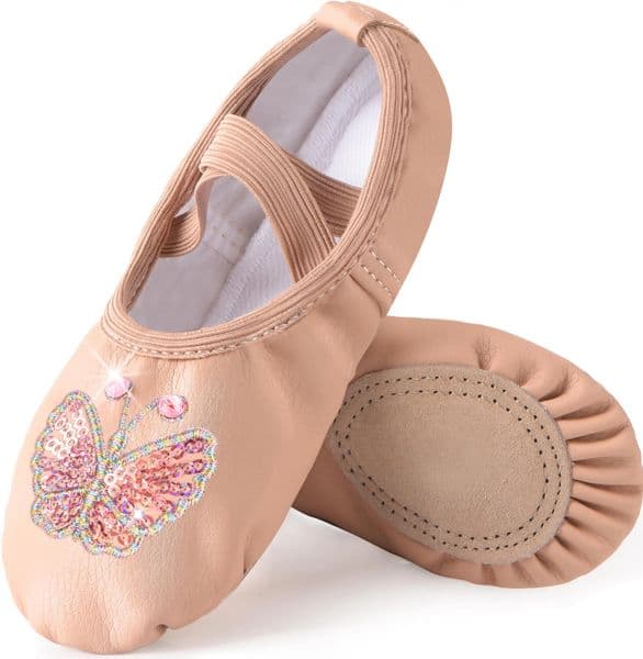 Girls Ballet Leather Shoes Split-Sole No-Tie Yoga Slippers for DancingToddler/Little Kid/Big Kid 250628